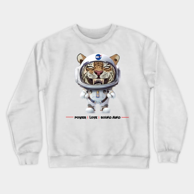 TIGER ASTRONAUT Crewneck Sweatshirt by fiftyfive17